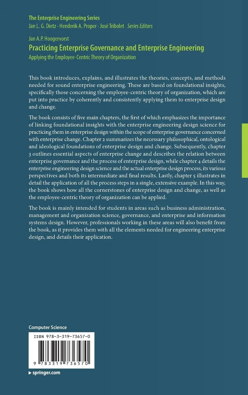 Rückseite: 9783319736570 | Practicing Enterprise Governance and Enterprise Engineering | Buch