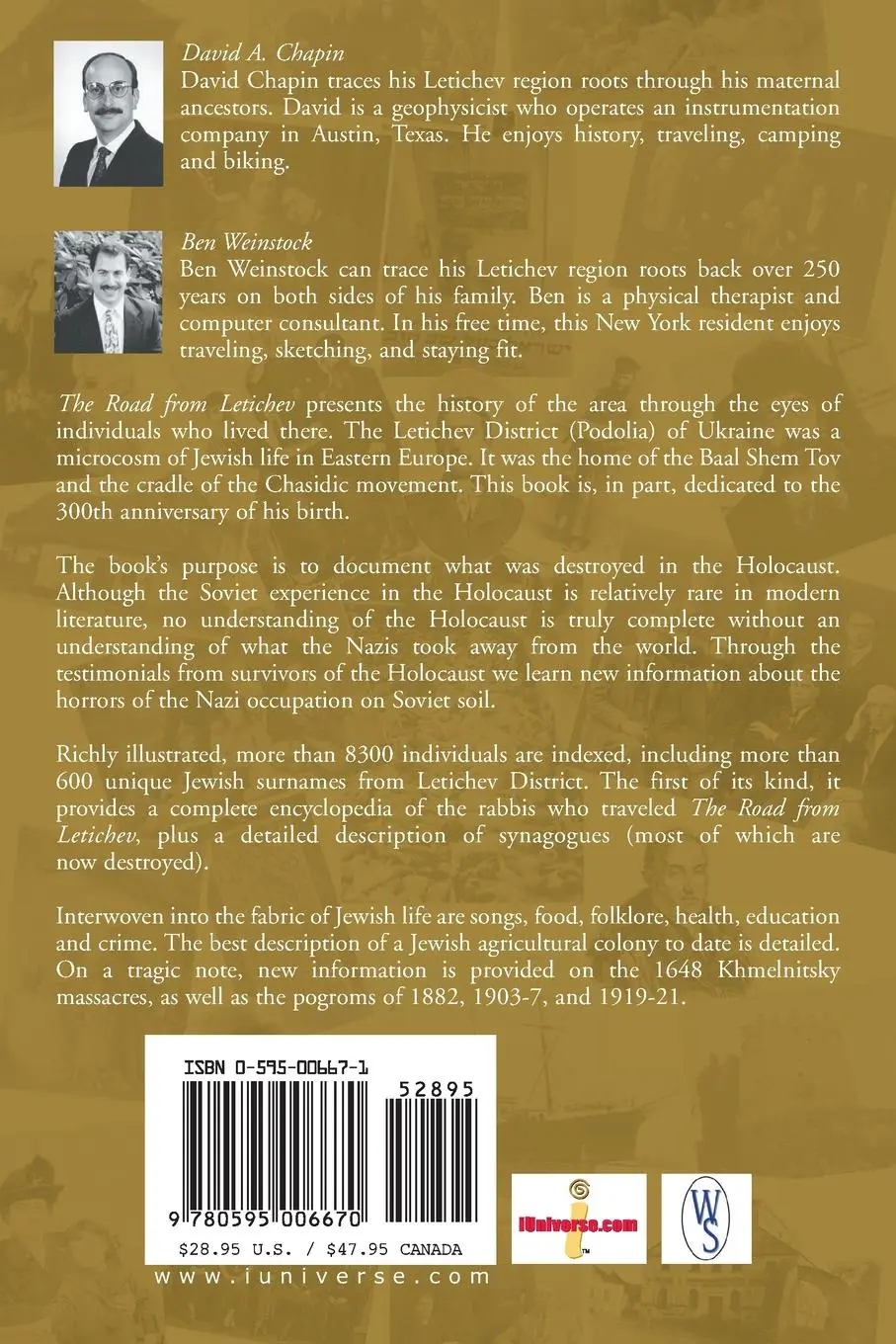 Rückseite: 9780595006670 | The Road from Letichev | David A. Chapin (u. a.) | Taschenbuch | 2000