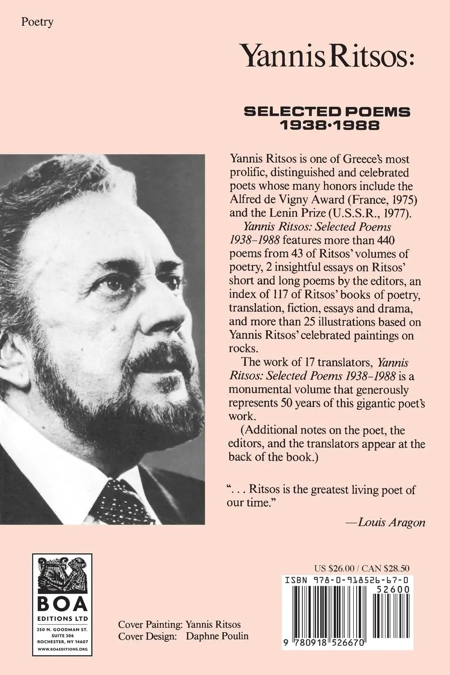 Rückseite: 9780918526670 | Yannis Ritsos | Selected Poems 1938-1988 | Yannis Ritsos | Taschenbuch