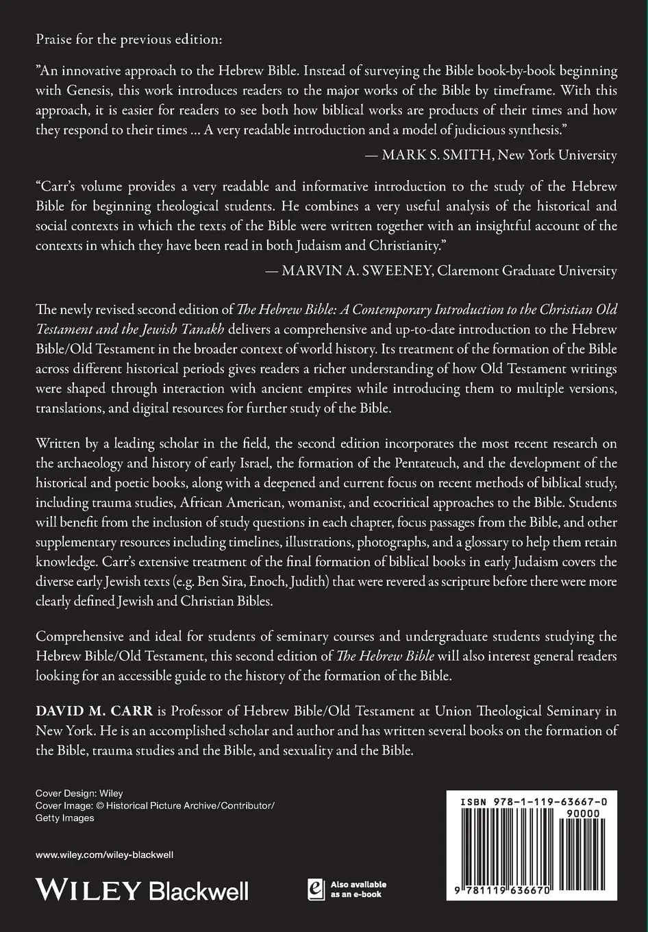 Rückseite: 9781119636670 | The Hebrew Bible | David M. Carr | Taschenbuch | 336 S. | Englisch