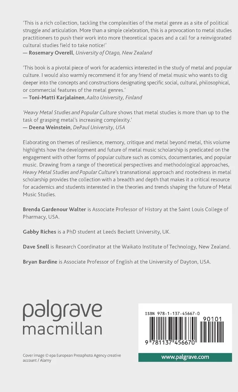 Rückseite: 9781137456670 | Heavy Metal Studies and Popular Culture | Gabby Riches (u. a.) | Buch