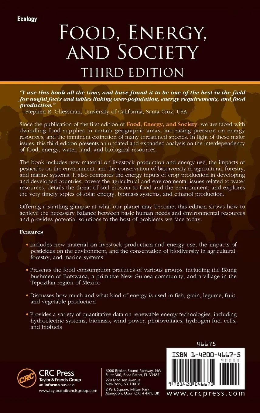 Rückseite: 9781420046670 | Food, Energy, and Society | Pimentel (u. a.) | Buch | Englisch | 2007
