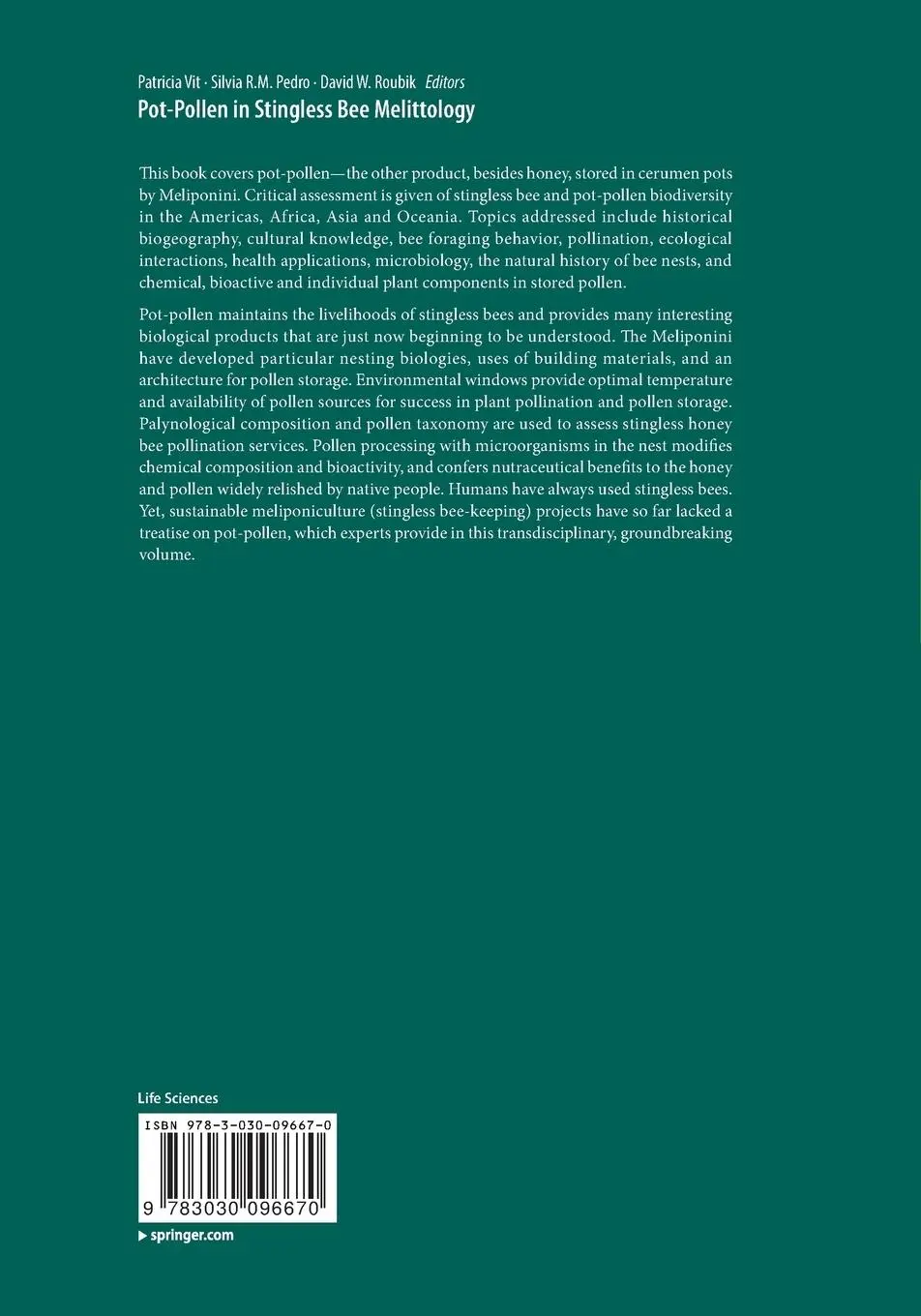 Rückseite: 9783030096670 | Pot-Pollen in Stingless Bee Melittology | Patricia Vit (u. a.) | Buch