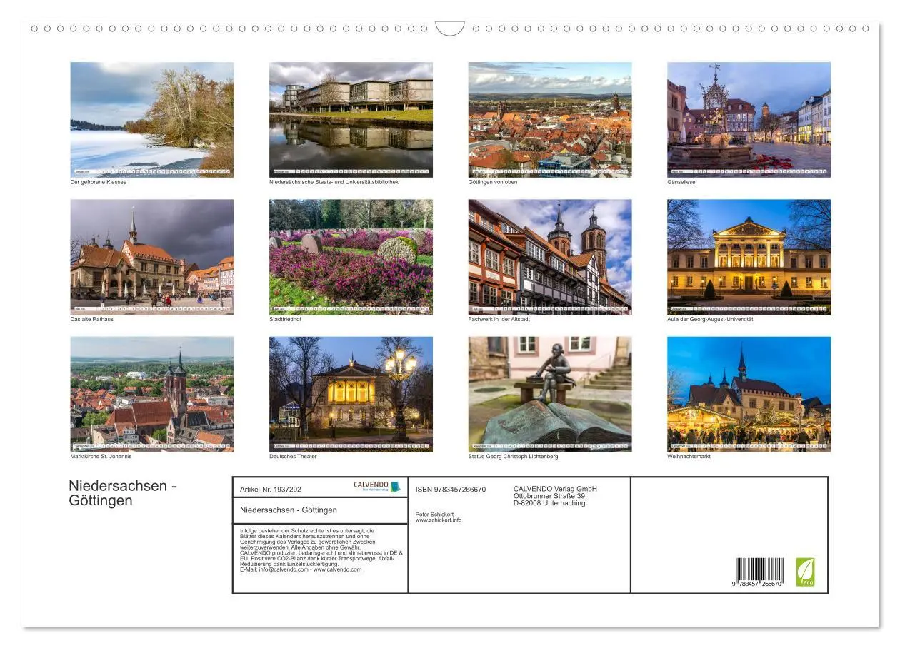Bild: 9783457266670 | Niedersachsen - Göttingen (Wandkalender 2026 DIN A2 quer), CALVENDO...