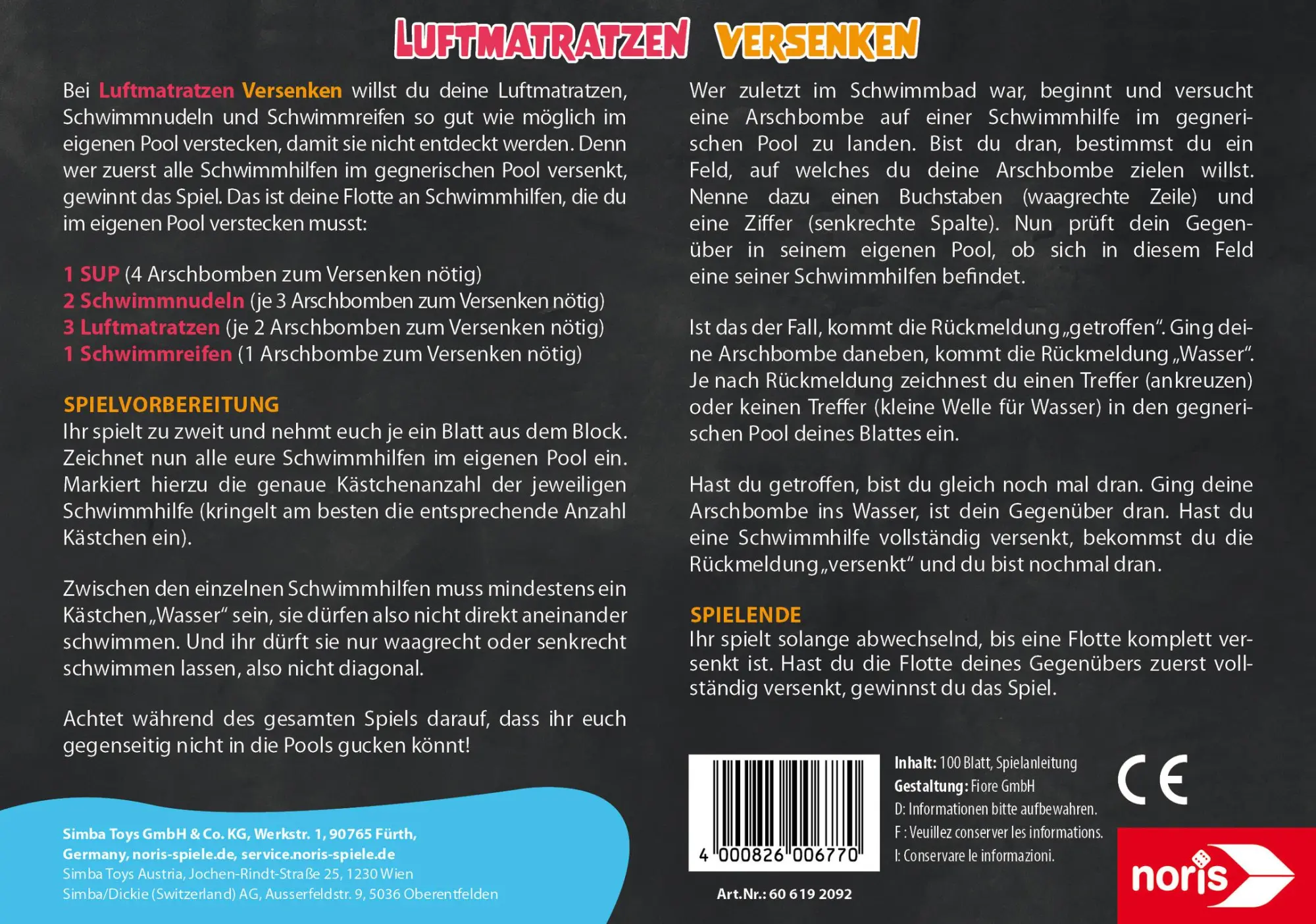 Bild: 4000826006770 | Luftmatrazen versenken - Spielblock | Spiel | 606192092 | Deutsch
