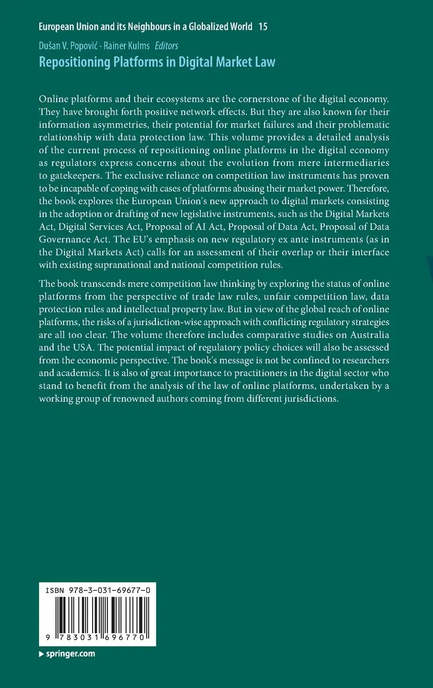 Rückseite: 9783031696770 | Repositioning Platforms in Digital Market Law | Rainer Kulms (u. a.)