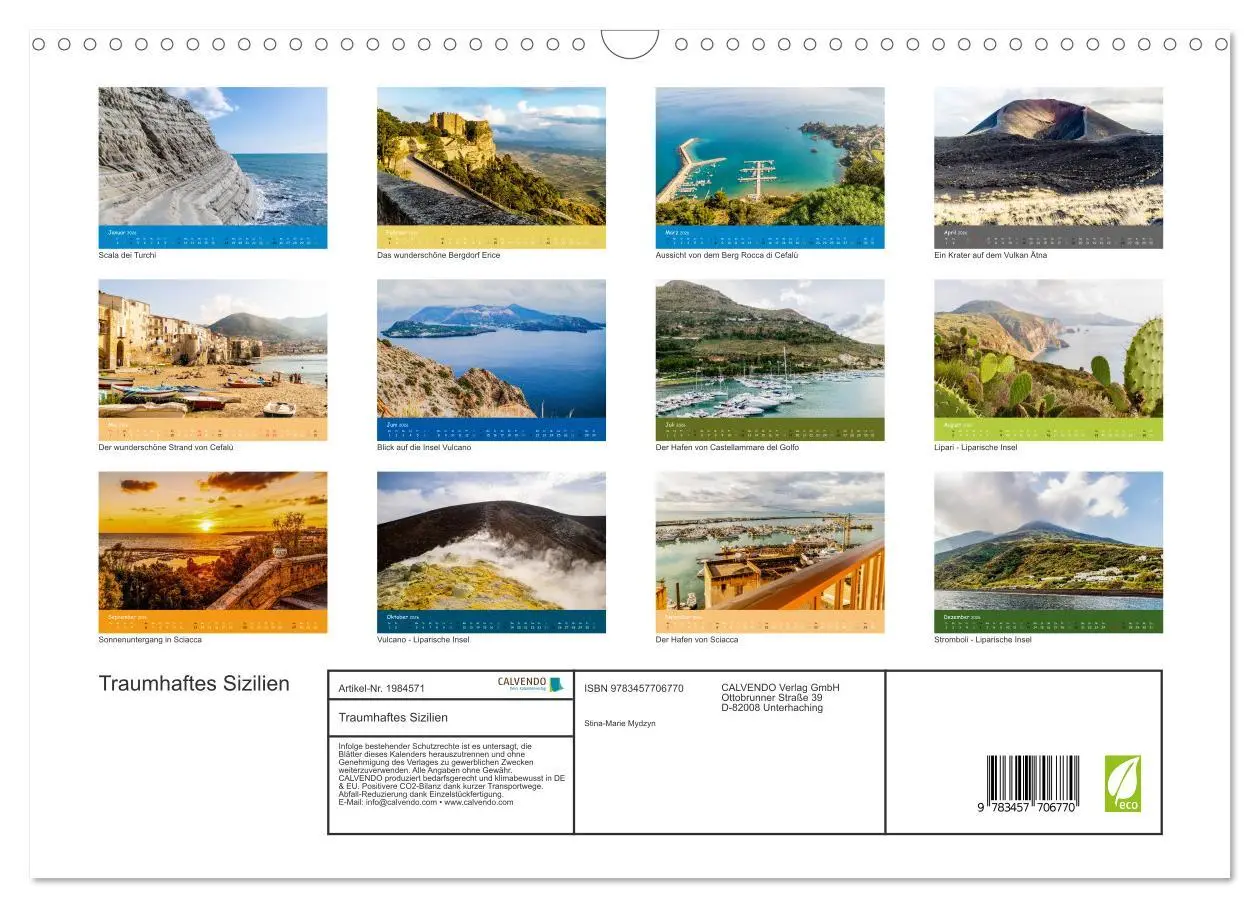 Bild: 9783457706770 | Traumhaftes Sizilien (Wandkalender 2026 DIN A3 quer), CALVENDO...
