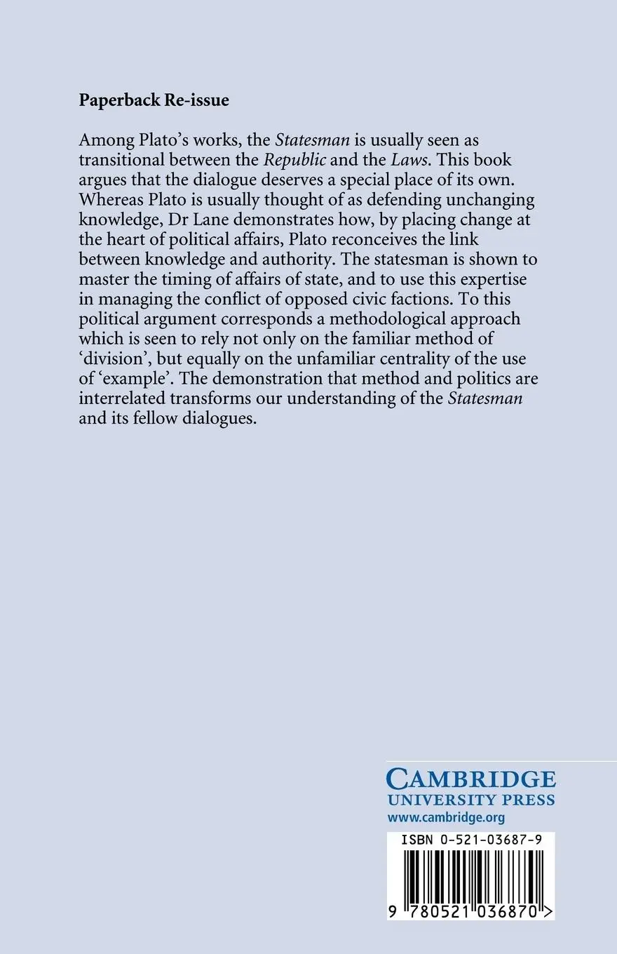Rückseite: 9780521036870 | Method and Politics in Plato's Statesman | M. S. Lane (u. a.) | Buch