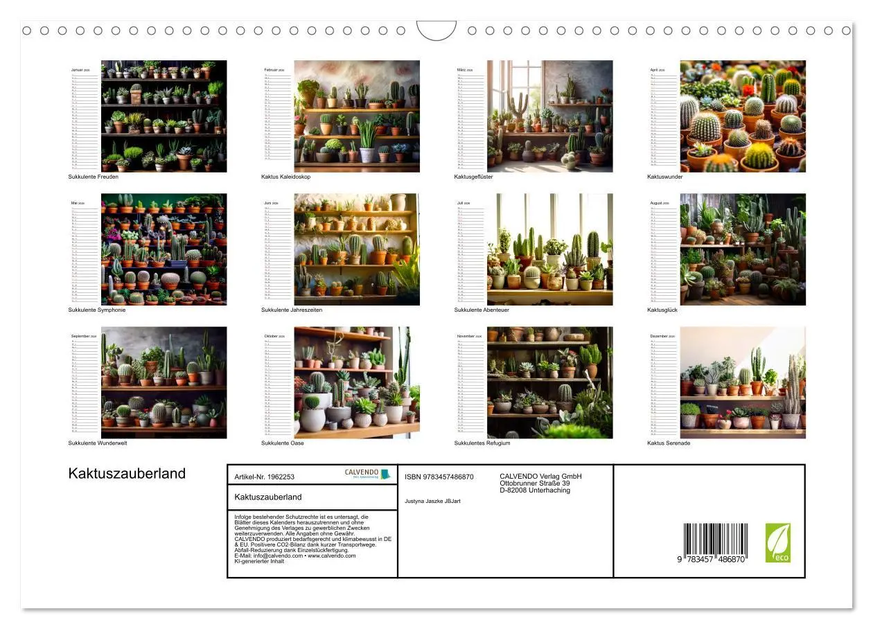 Bild: 9783457486870 | Kaktuszauberland (Wandkalender 2026 DIN A3 quer), CALVENDO...