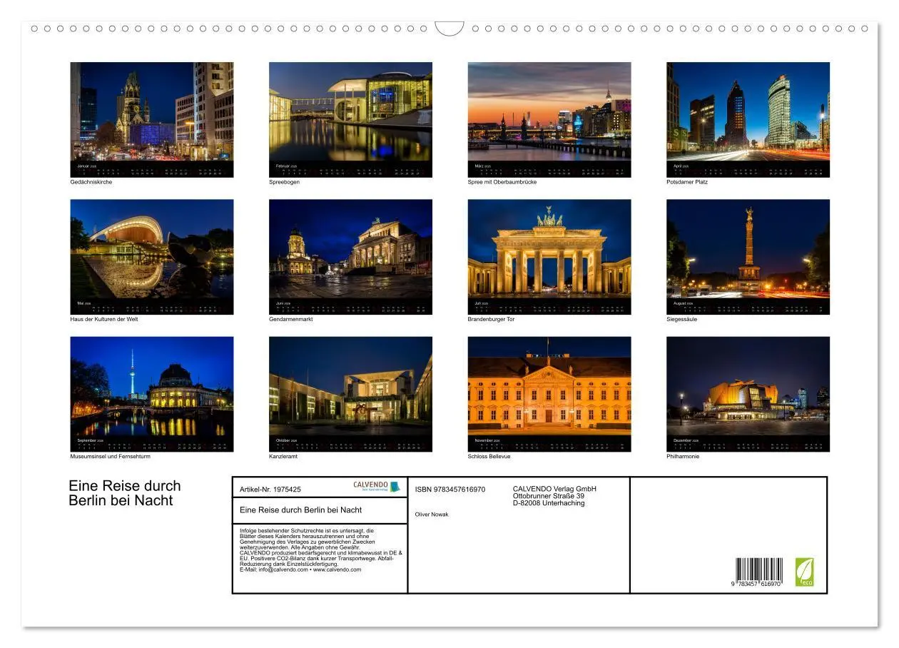 Bild: 9783457616970 | Eine Reise durch Berlin bei Nacht (Wandkalender 2026 DIN A2 quer),...