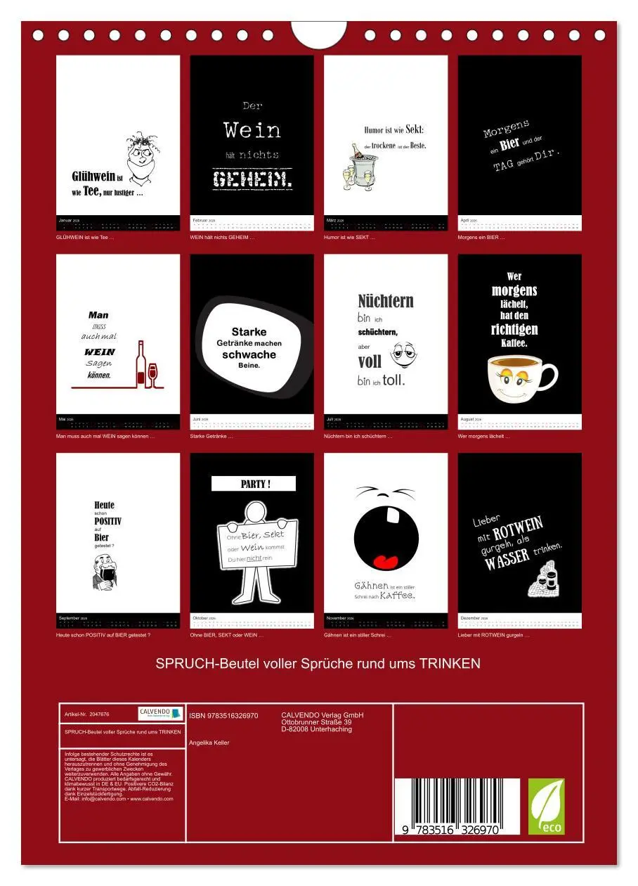Bild: 9783516326970 | SPRUCH-Beutel voller Sprüche rund ums TRINKEN (Wandkalender 2026...