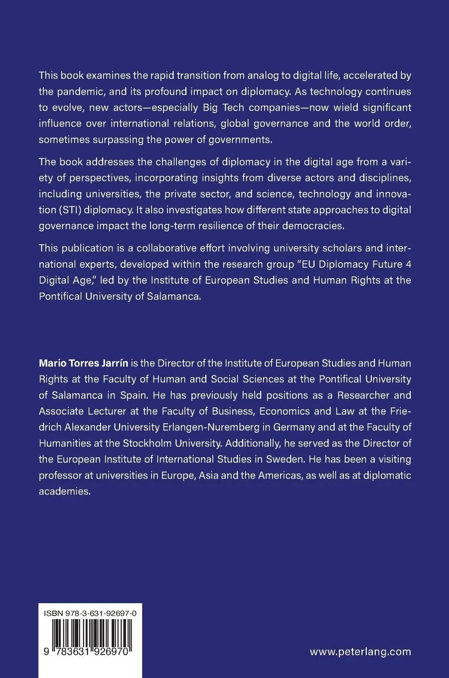 Rückseite: 9783631926970 | Diplomacy and digital age | Mario Torres Jarrin | Buch | Englisch