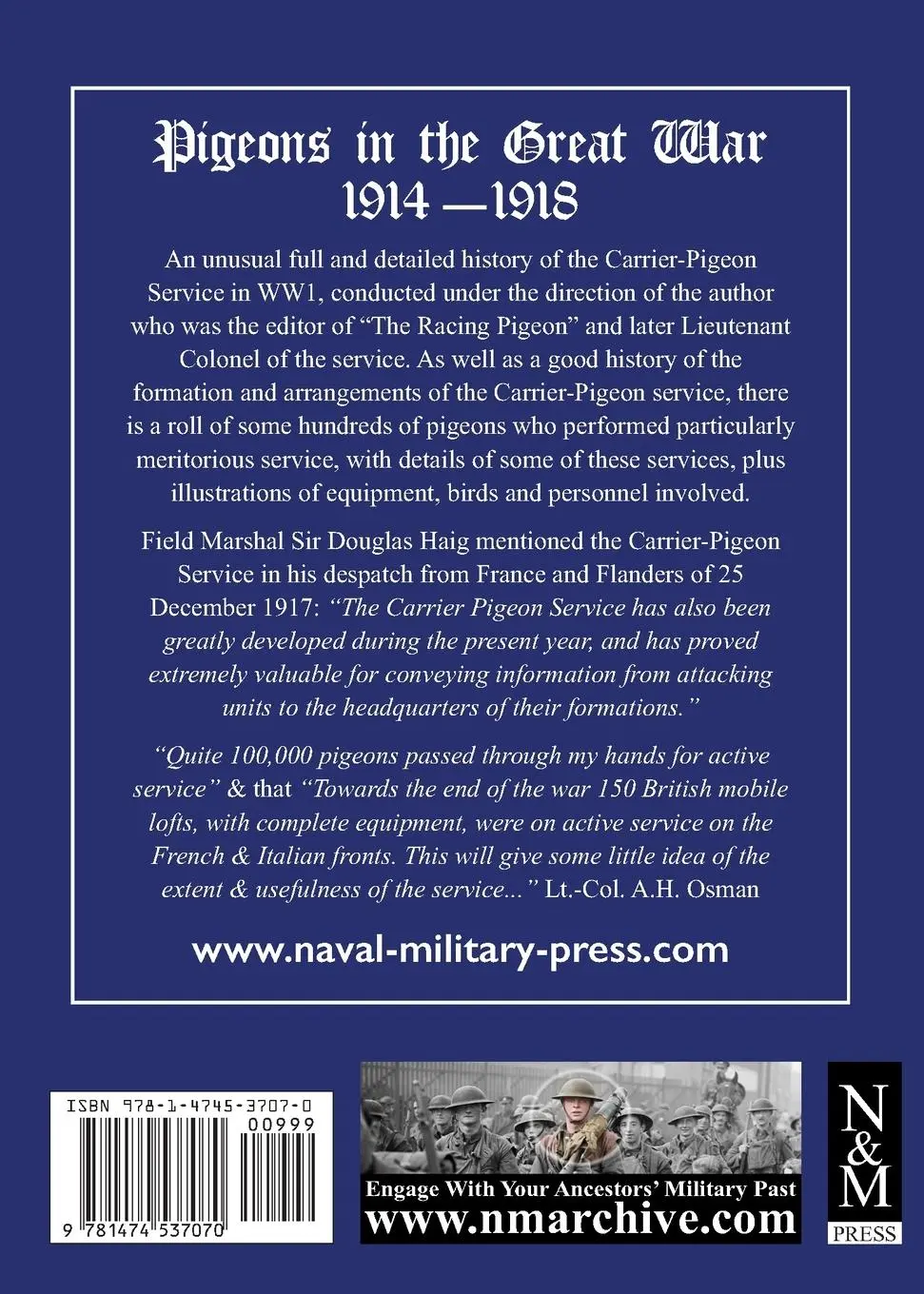 Rückseite: 9781474537070 | PIGEONS IN THE GREAT WAR | Lt. -Col. A. H. Osman | Taschenbuch | 2023