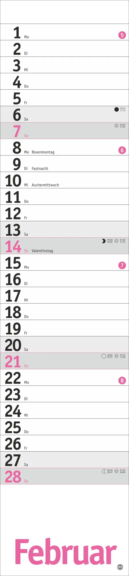 Bild: 9783756417070 | Langplaner, pink 2027 | Kalender | Streifenplaner Kalender Heye | 2027