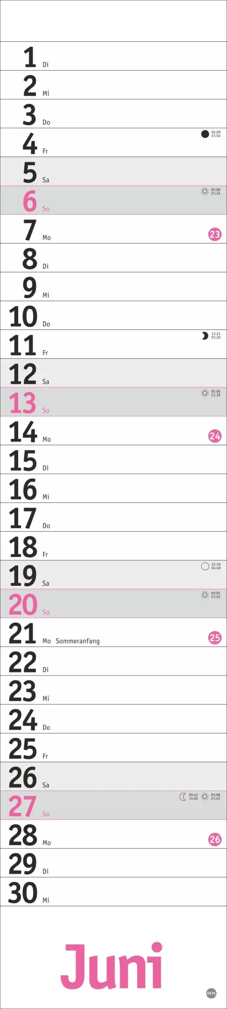 Bild: 9783756417070 | Langplaner, pink 2027 | Kalender | Streifenplaner Kalender Heye | 2027
