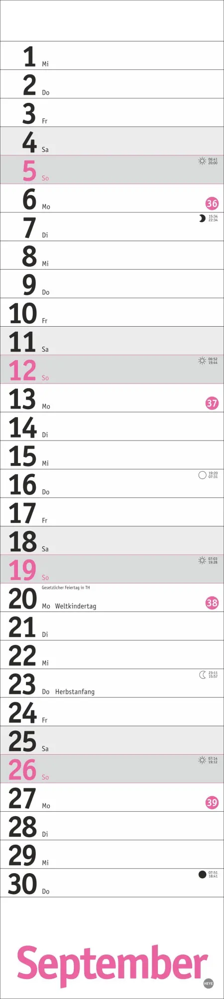 Bild: 9783756417070 | Langplaner, pink 2027 | Kalender | Streifenplaner Kalender Heye | 2027