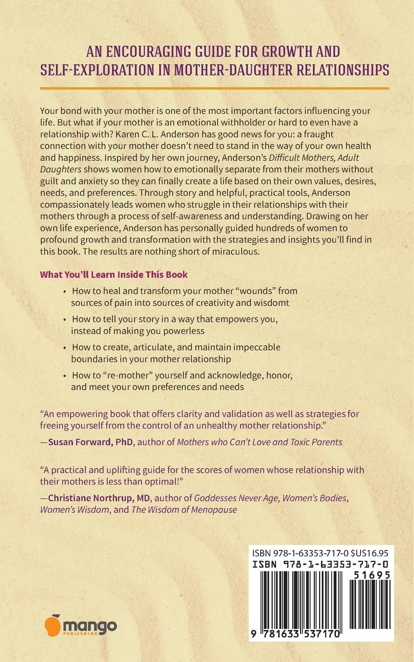Bild: 9781633537170 | Difficult Mothers, Adult Daughters | Karen C L Anderson | Taschenbuch