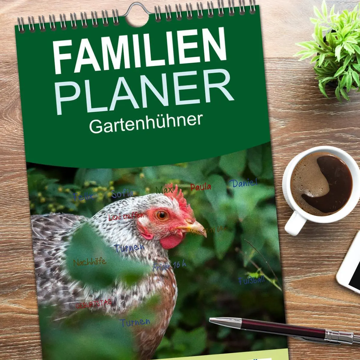Bild: 9783516517170 | Familienplaner 2026 - Gartenhühner mit 5 Spalten (Wandkalender, 21...