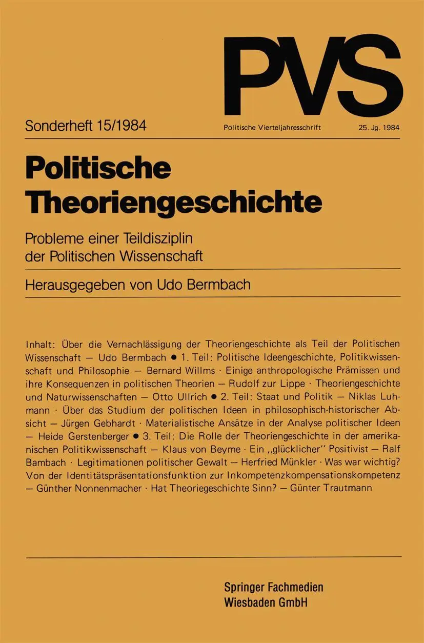 Cover: 9783531117270 | Politische Theoriengeschichte | Udo Bermbach | Taschenbuch | 284 S.