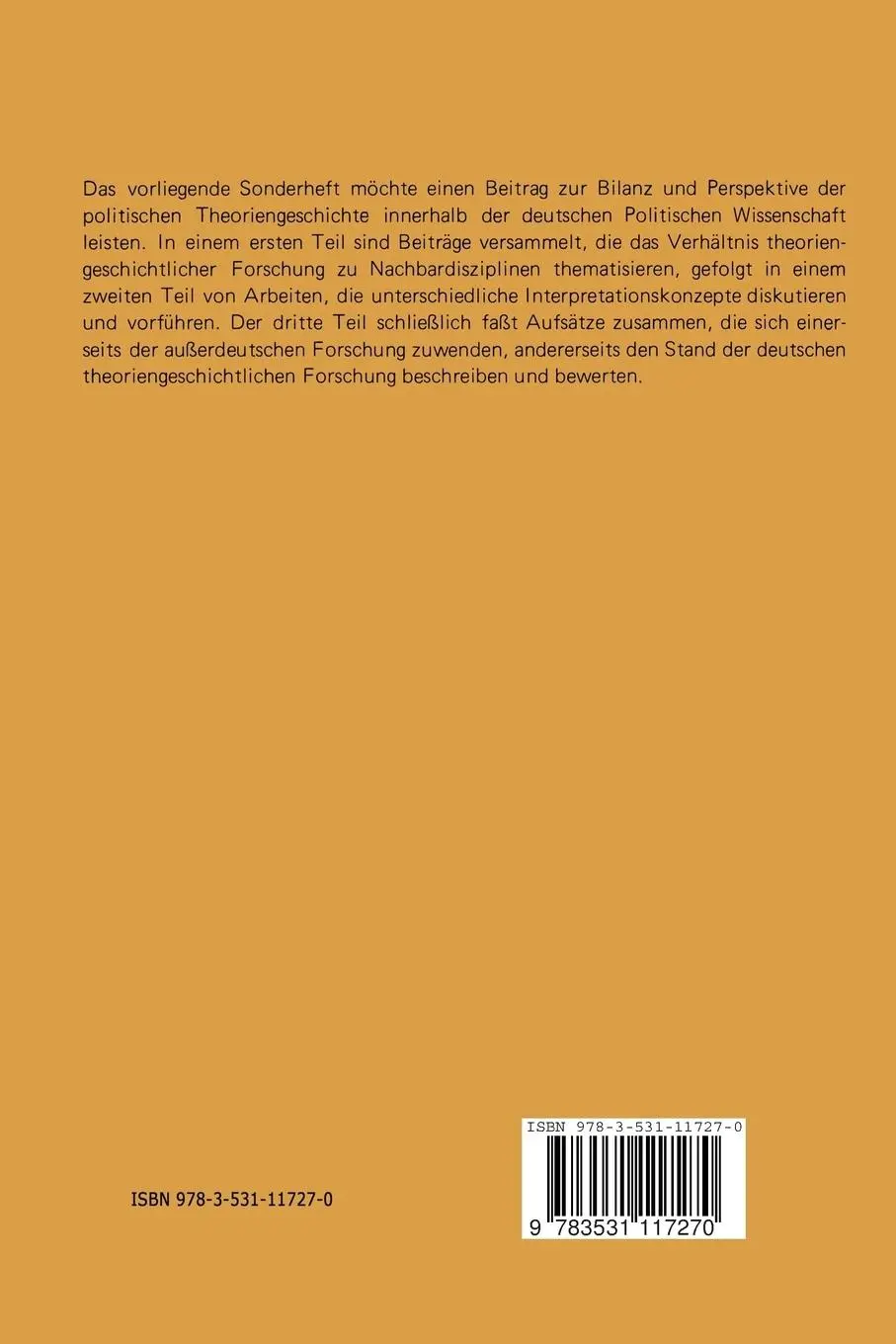 Rückseite: 9783531117270 | Politische Theoriengeschichte | Udo Bermbach | Taschenbuch | 284 S.