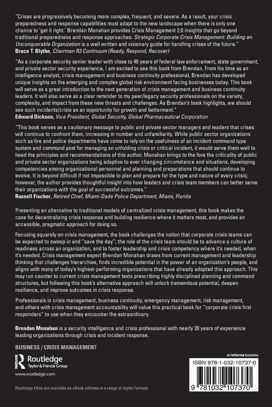 Rückseite: 9781032107370 | Strategic Corporate Crisis Management | Brendan Monahan | Taschenbuch