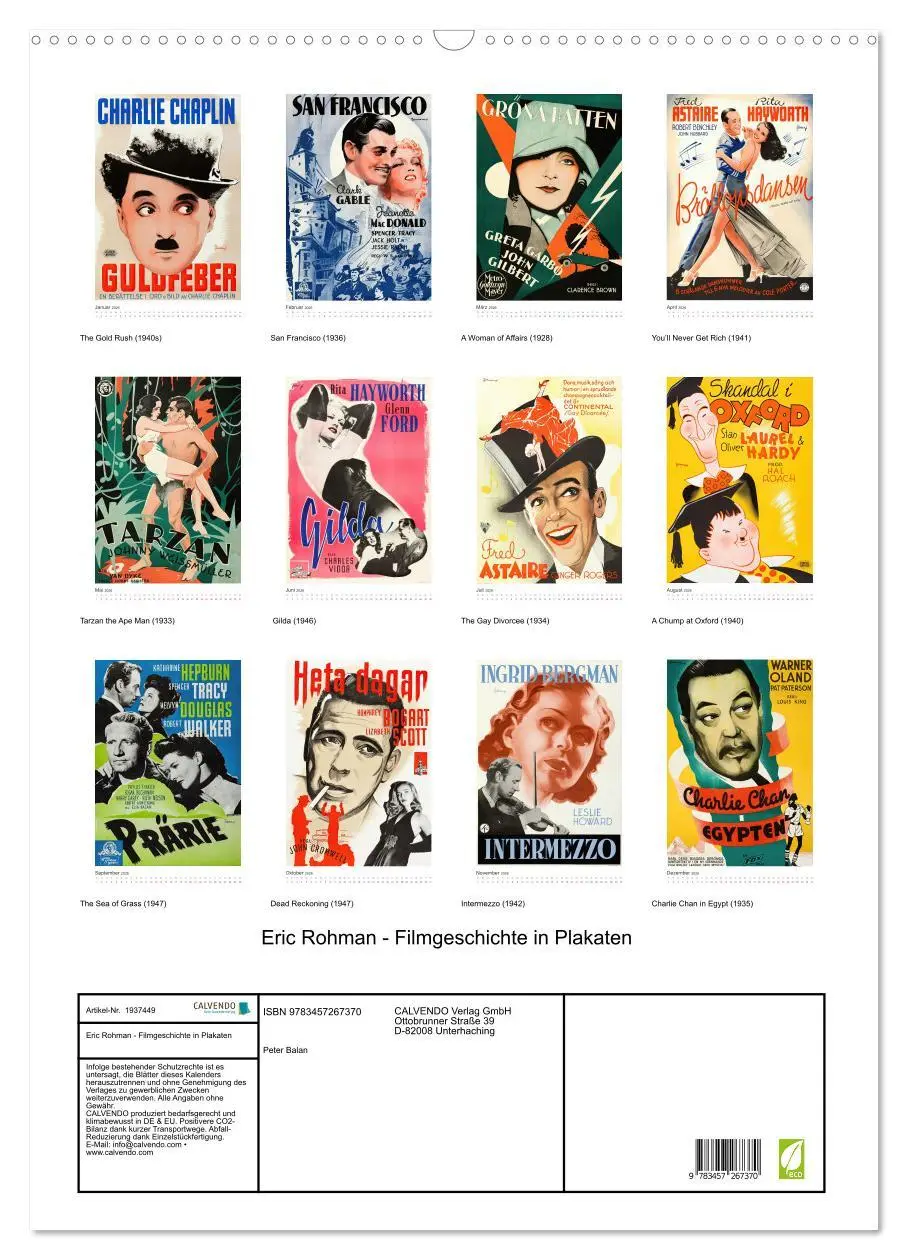 Bild: 9783457267370 | Eric Rohman - Filmgeschichte in Plakaten (Wandkalender 2026 DIN A2...