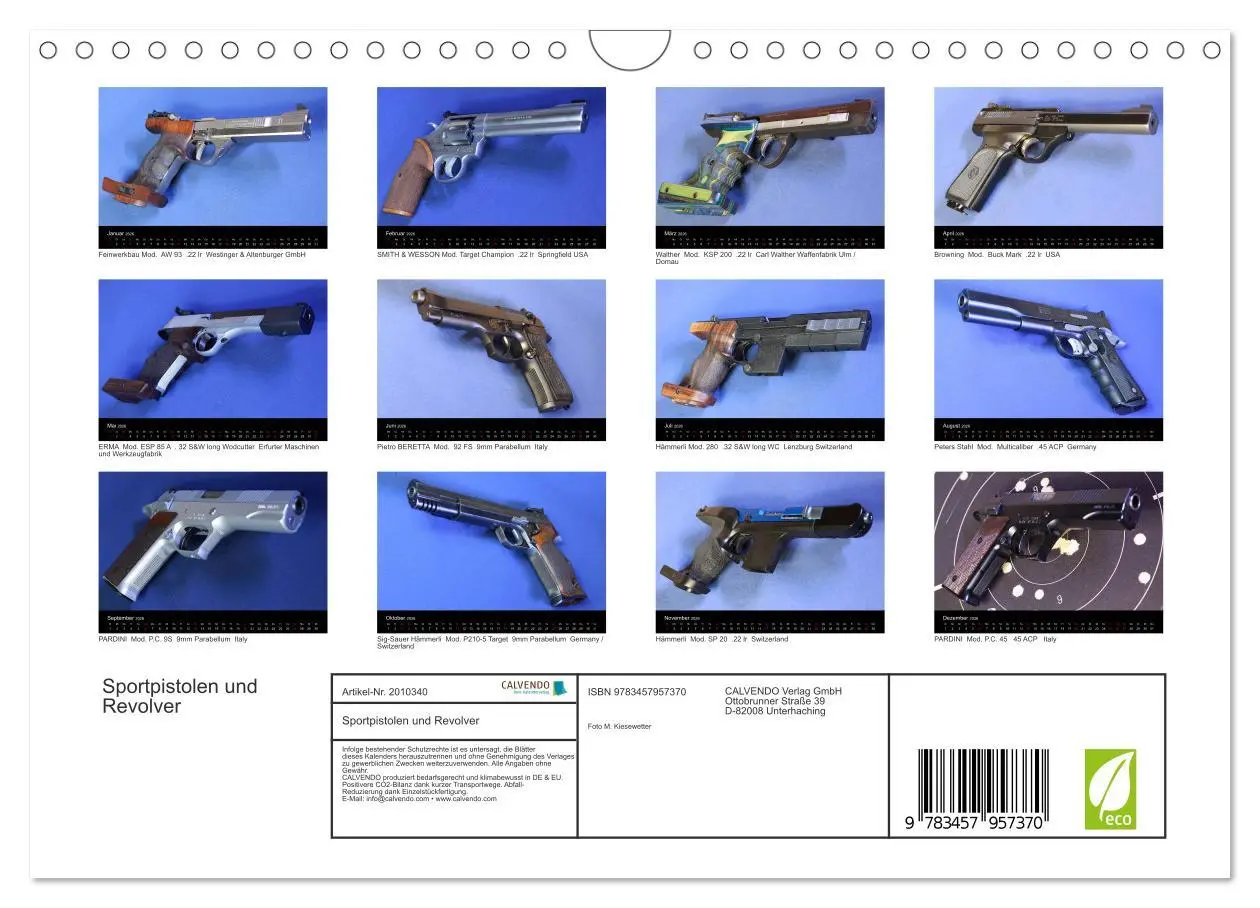 Bild: 9783457957370 | Sportpistolen und Revolver (Wandkalender 2026 DIN A4 quer),...
