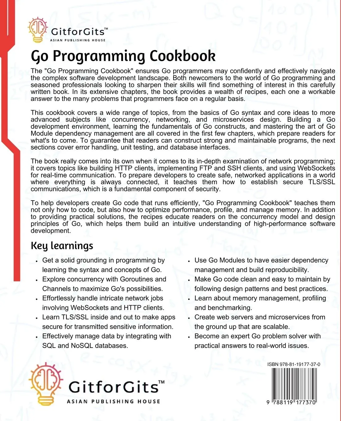 Rückseite: 9788119177370 | Go Programming Cookbook | Ian Taylor | Taschenbuch | Englisch | 2024