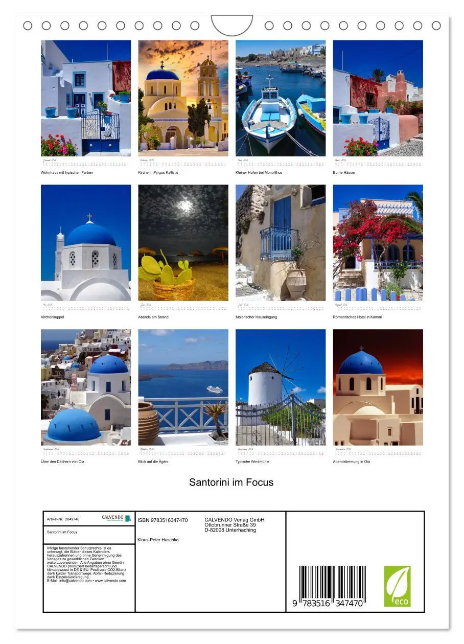 Bild: 9783516347470 | Santorini im Focus (Wandkalender 2026 DIN A4 hoch), CALVENDO...