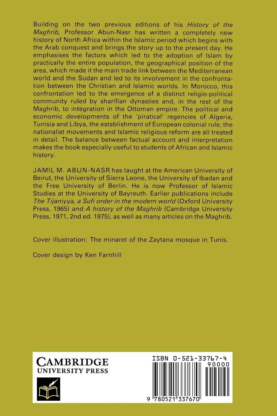 Rückseite: 9780521337670 | A History of the Maghrib in the Islamic Period | Jamil M. Abun-Nasr