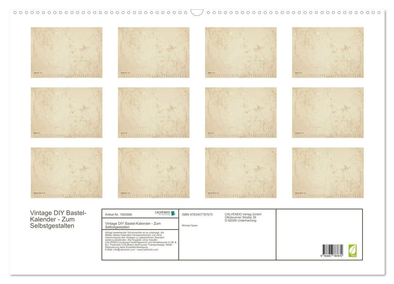 Bild: 9783457787670 | Vintage DIY Bastel-Kalender - Zum Selbstgestalten (Wandkalender...