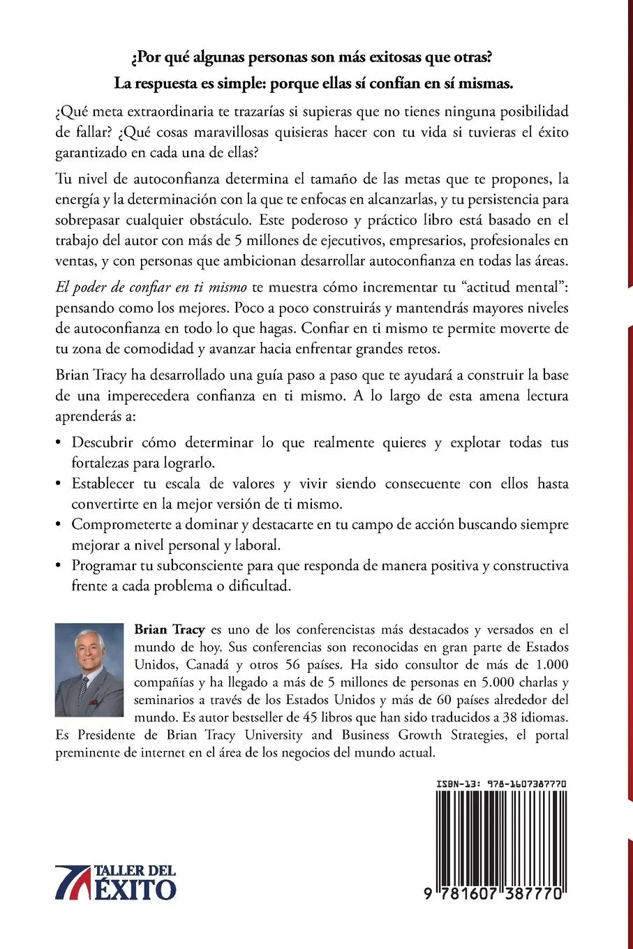 Rückseite: 9781607387770 | El poder de confiar en ti mismo | Brian Tracy | Taschenbuch | Spanisch