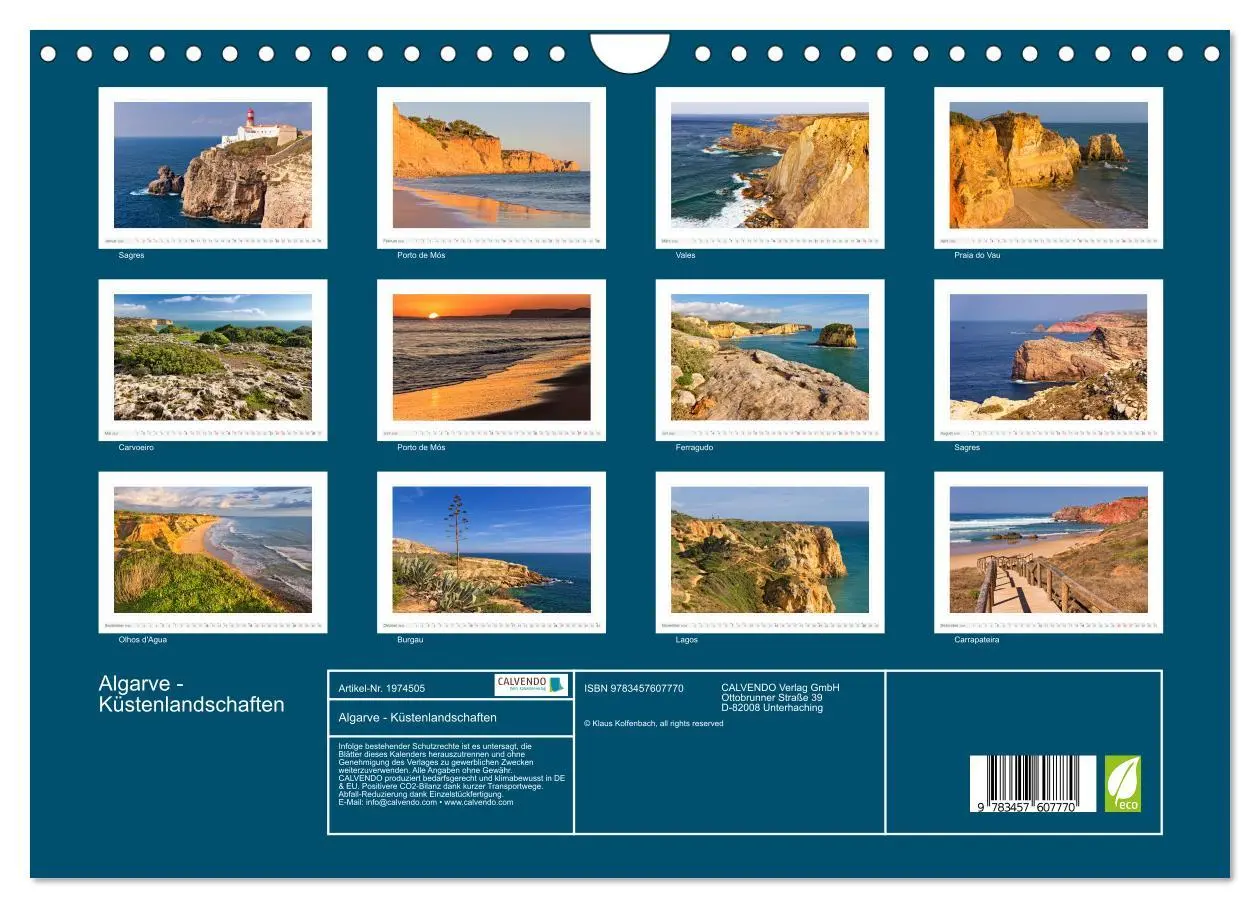 Bild: 9783457607770 | Algarve - Küstenlandschaften (Wandkalender 2026 DIN A4 quer),...