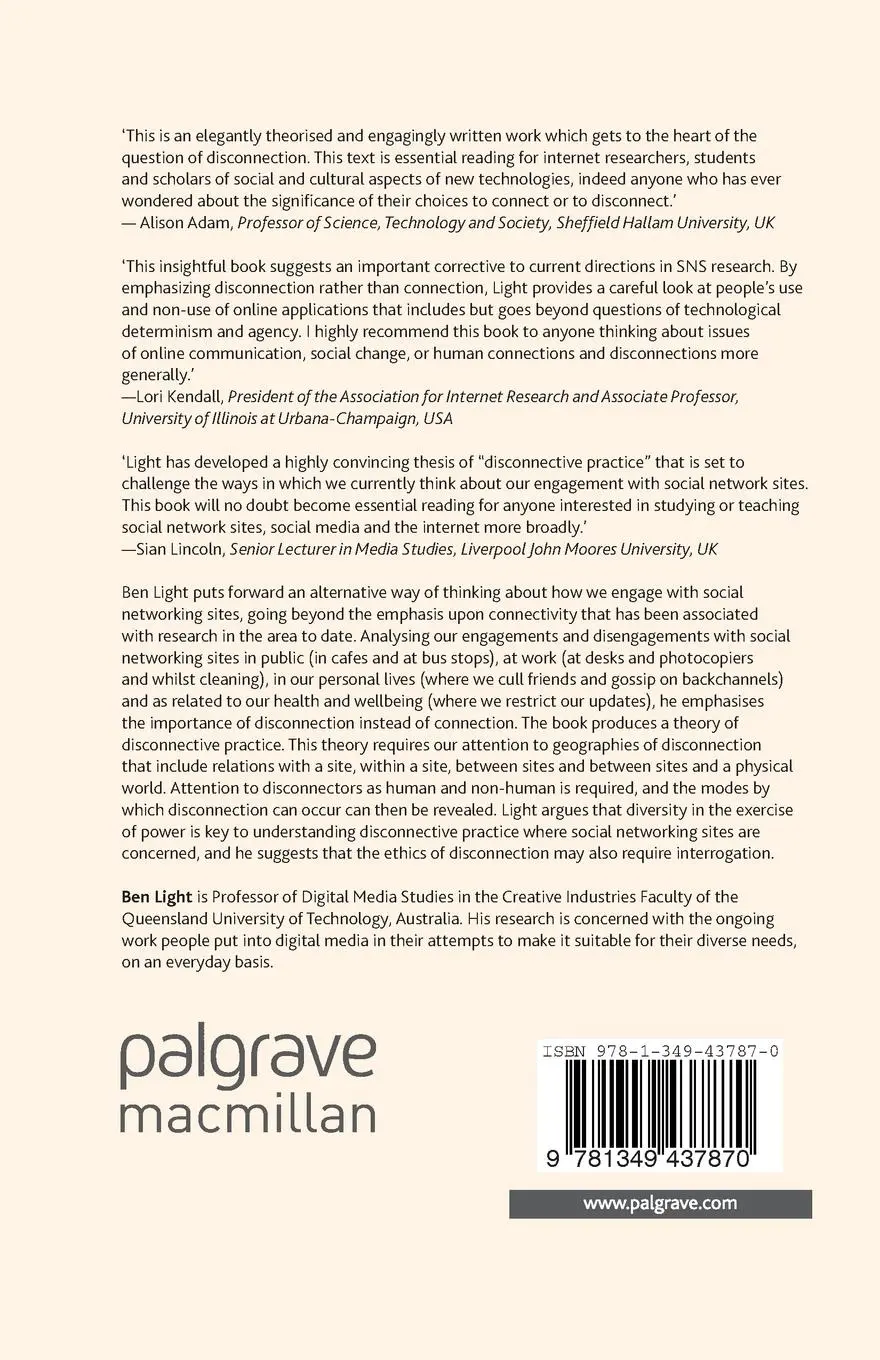 Rückseite: 9781349437870 | Disconnecting with Social Networking Sites | B. Light | Taschenbuch