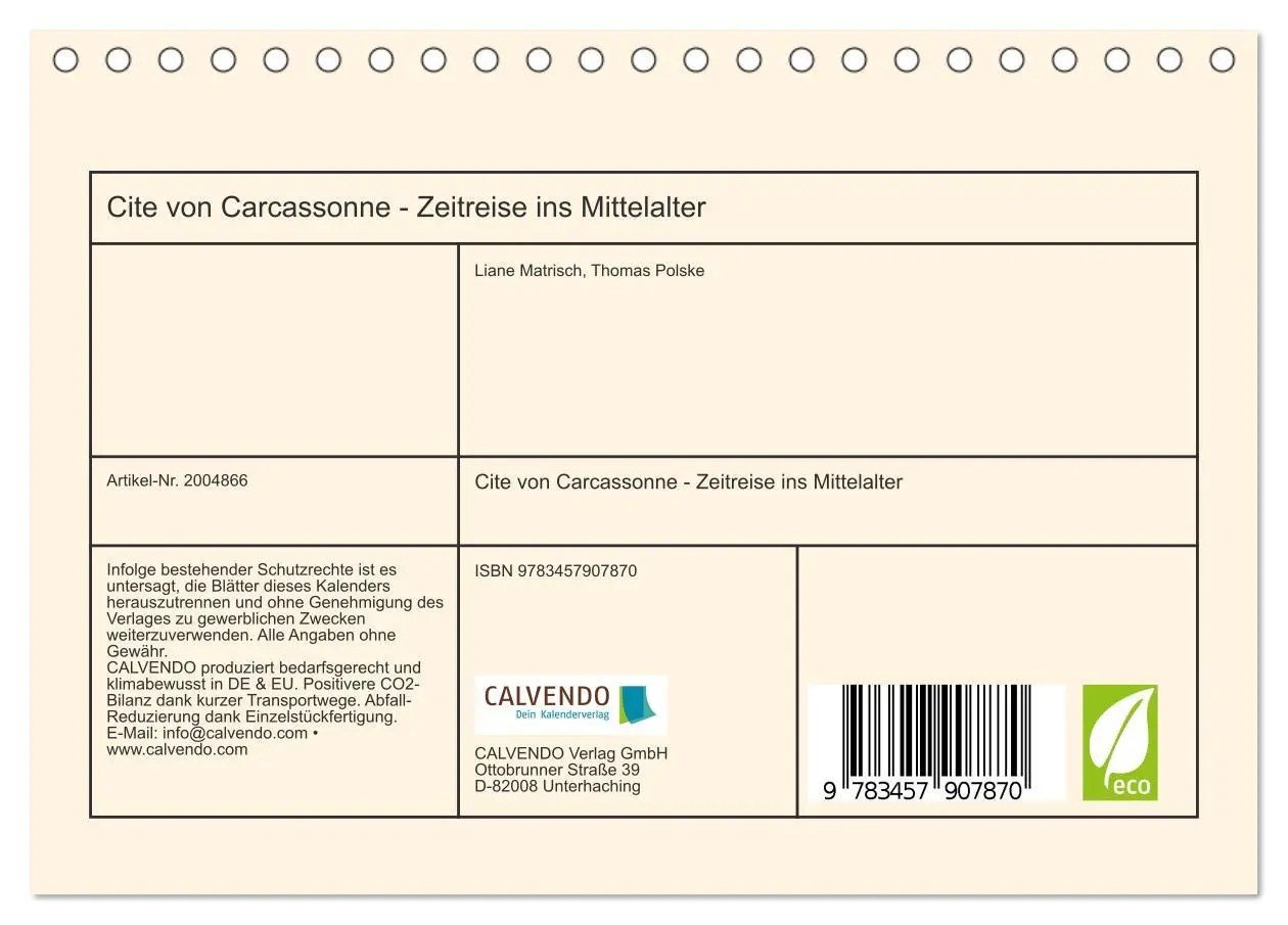 Bild: 9783457907870 | Cite von Carcassonne - Zeitreise ins Mittelalter (Tischkalender...