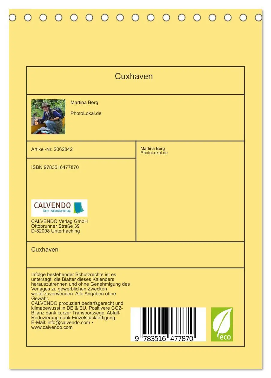 Bild: 9783516477870 | Cuxhaven (Tischkalender 2026 DIN A5 hoch), CALVENDO Monatskalender