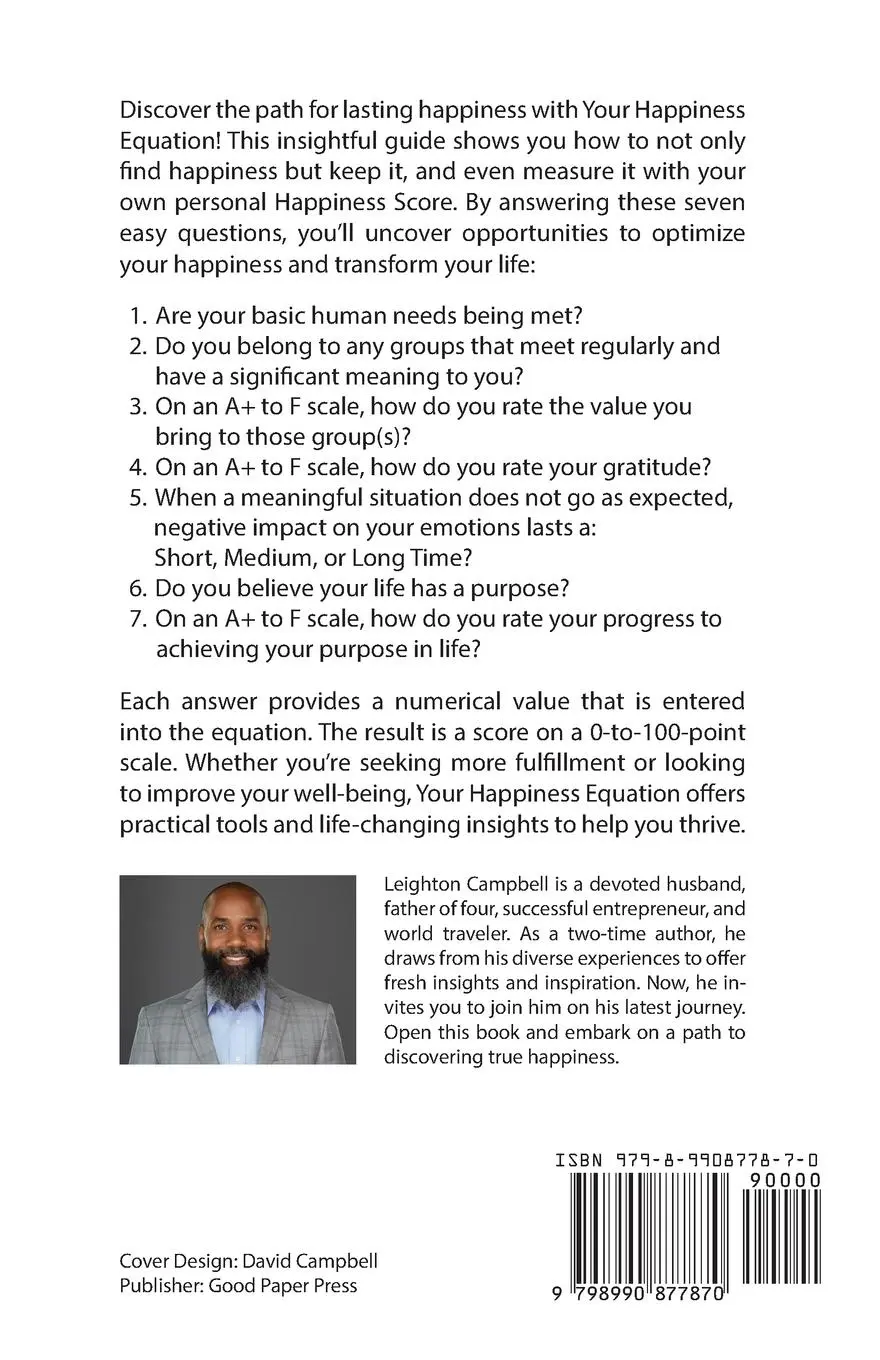 Rückseite: 9798990877870 | Your Happiness Equation | Leighton Campbell | Taschenbuch | Englisch