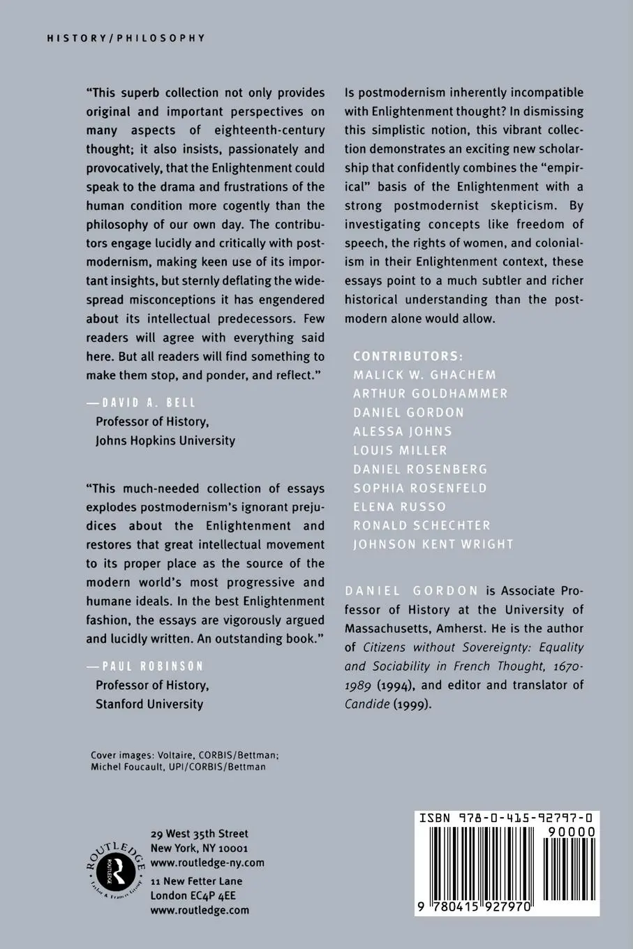 Rückseite: 9780415927970 | Postmodernism and the Enlightenment | Daniel Gordon | Taschenbuch