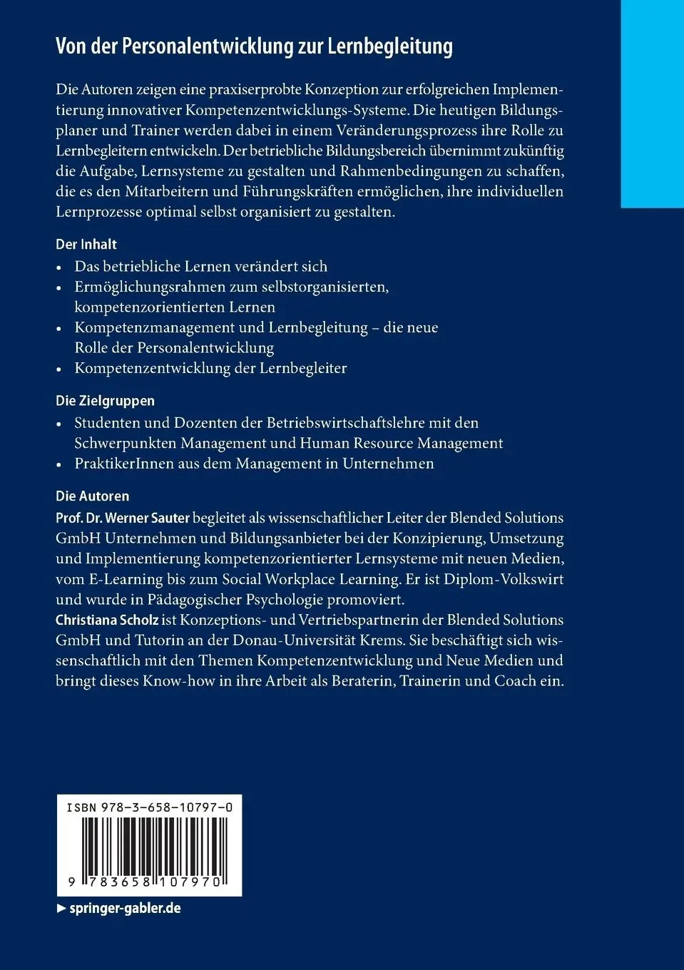 Rückseite: 9783658107970 | Von der Personalentwicklung zur Lernbegleitung | Scholz (u. a.) | Buch