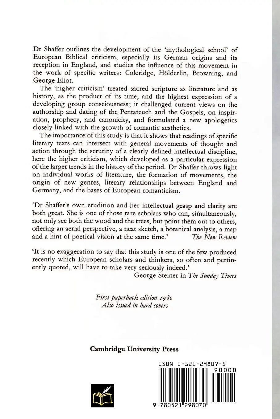Rückseite: 9780521298070 | Kubla Khan and the Fall of Jerusalem | E. S. Shaffer | Taschenbuch