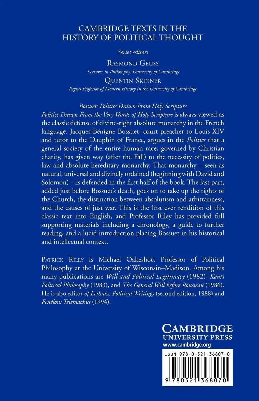 Rückseite: 9780521368070 | Bossuet | Politics Drawn from the Very Words of Holy Scripture | Buch