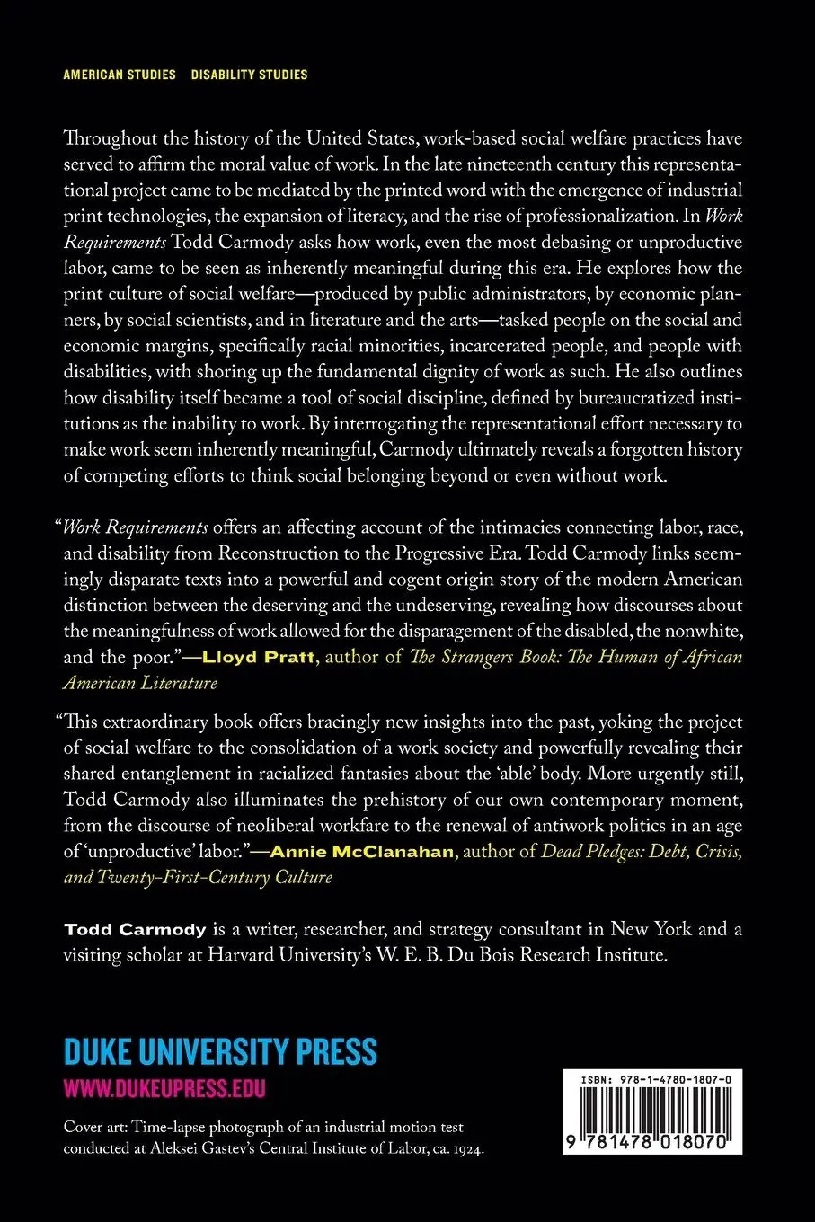 Rückseite: 9781478018070 | Work Requirements | Todd Carmody | Taschenbuch | Englisch | 2022