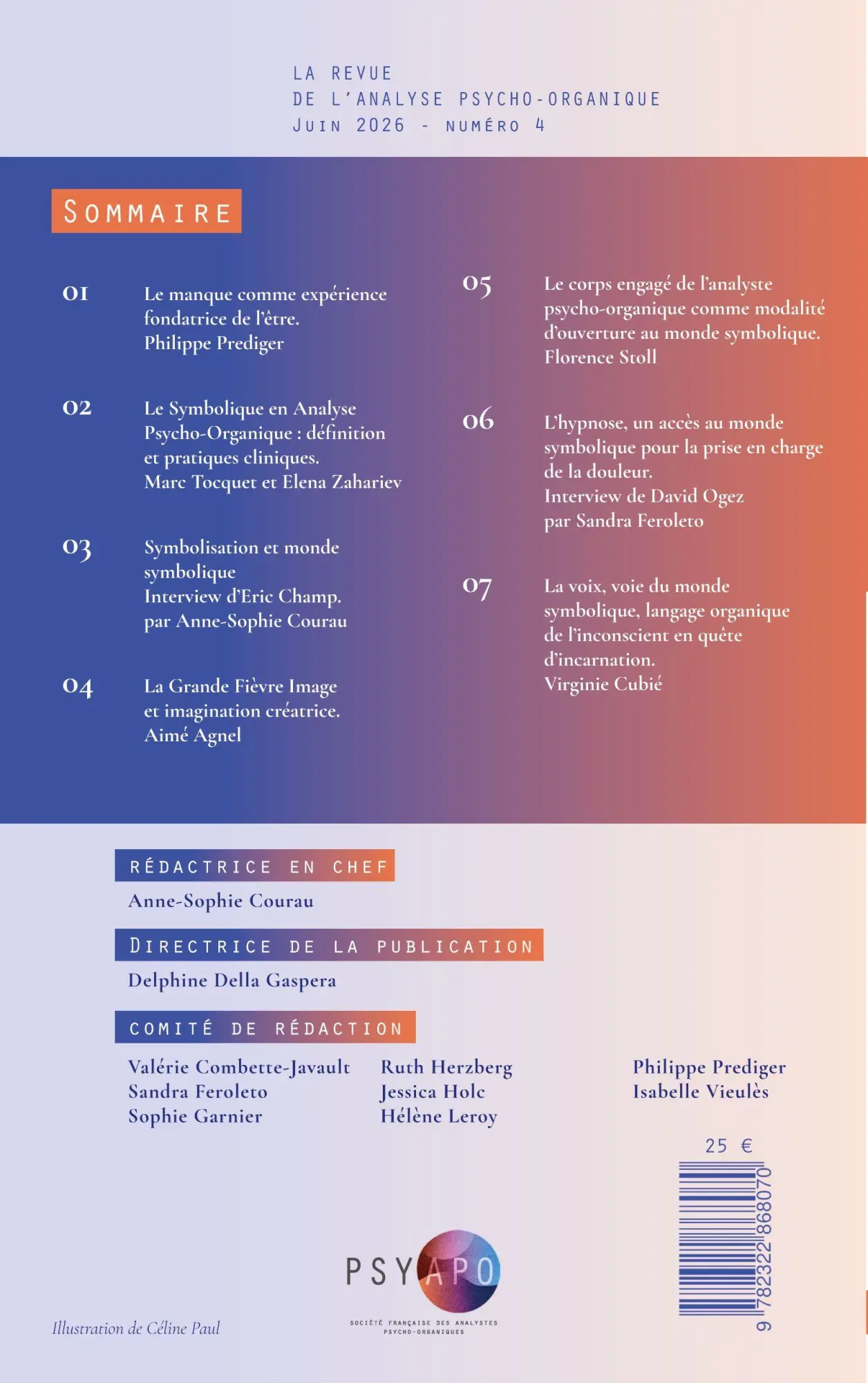 Rückseite: 9782322868070 | APO. La revue de l'Analyse Psycho-Organique Juin 2026 - Numéro 4