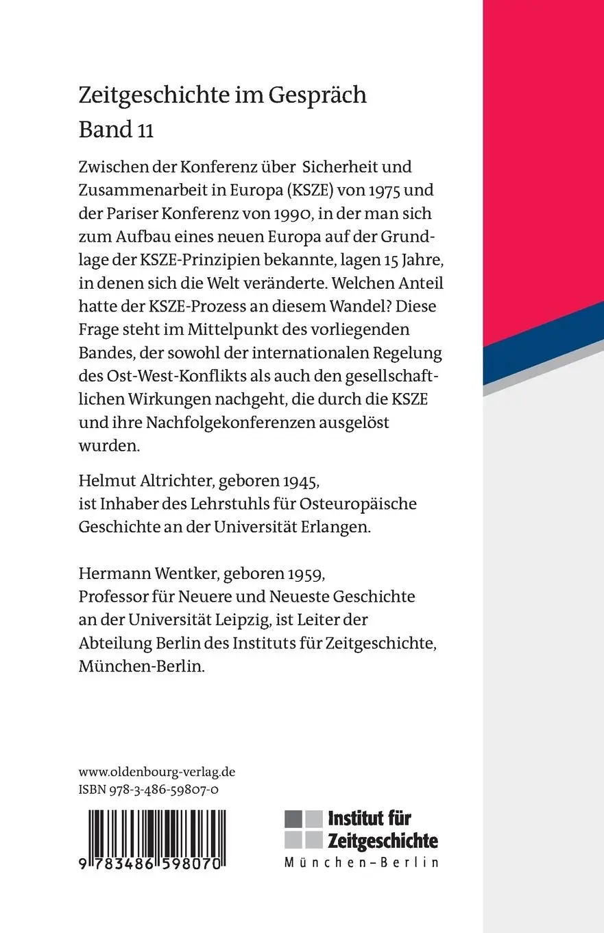 Rückseite: 9783486598070 | Der KSZE-Prozess | Hermann Wentker (u. a.) | Taschenbuch | 126 S.