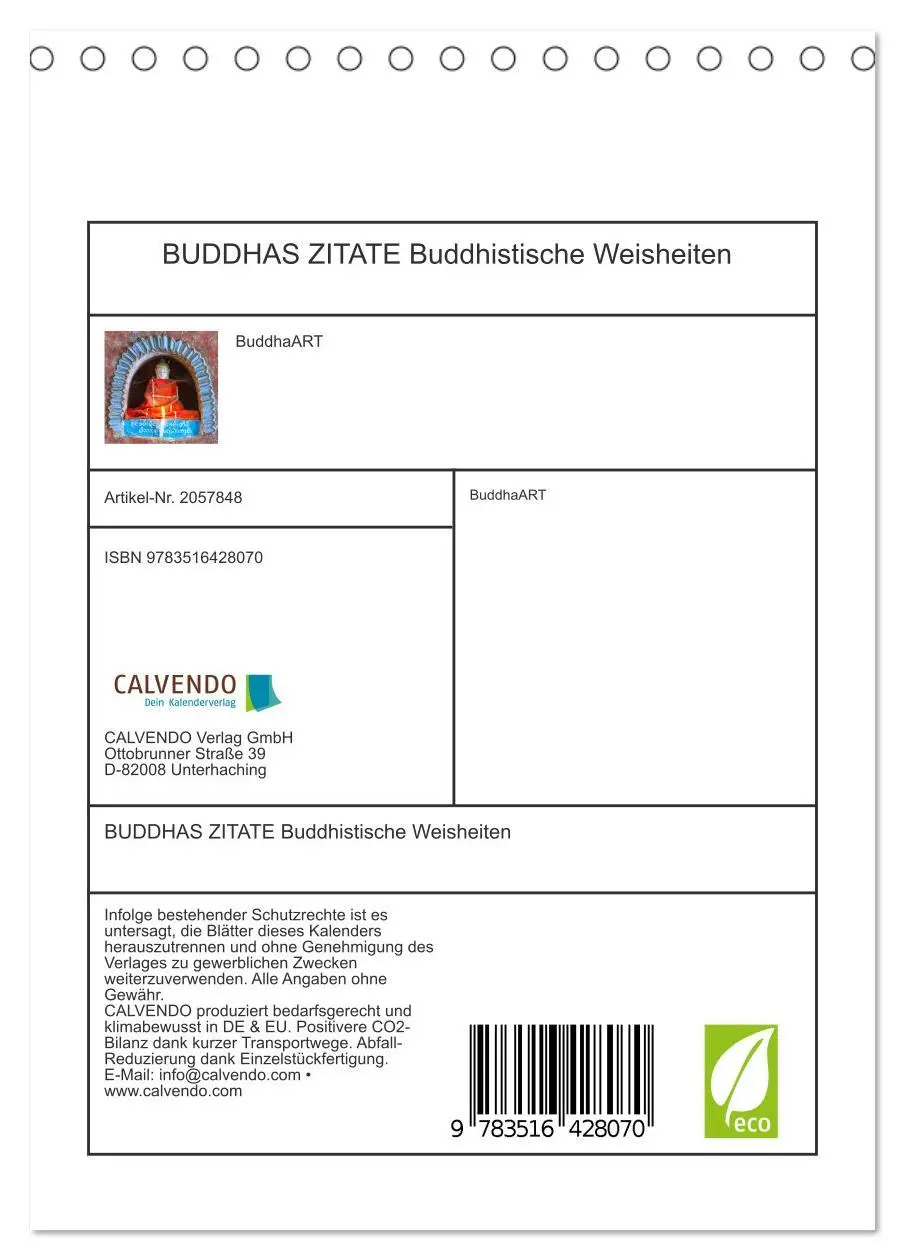 Bild: 9783516428070 | BUDDHAS ZITATE Buddhistische Weisheiten (Tischkalender 2026 DIN A5...