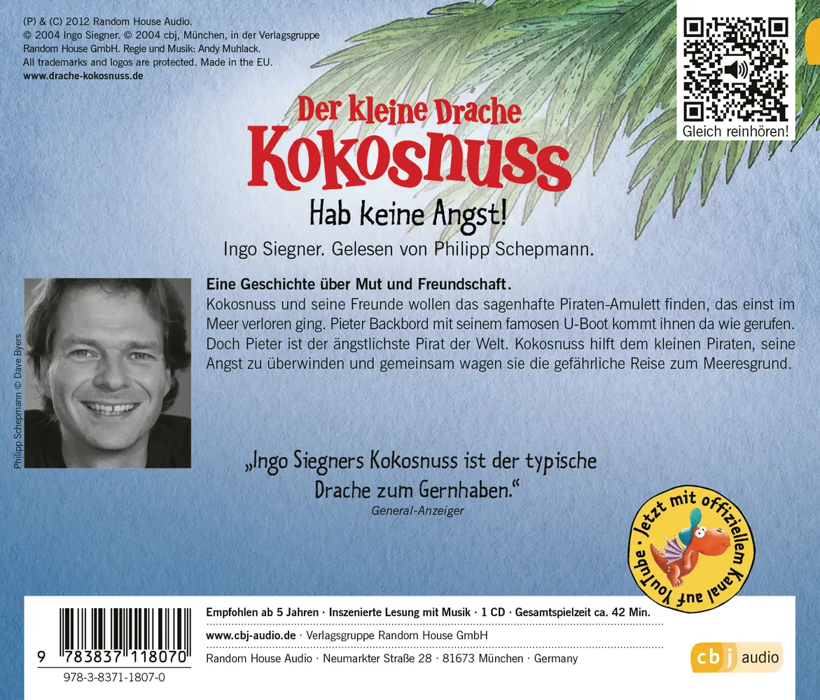 Bild: 9783837118070 | Der kleine Drache Kokosnuss - Hab keine Angst!,1 Audio-CD | Siegner