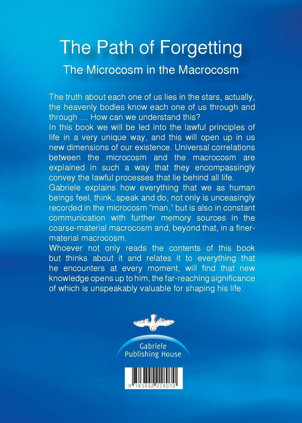 Rückseite: 9783892018070 | The Path of Forgetting | The Microcosm in the Macrocosm | Gabriele