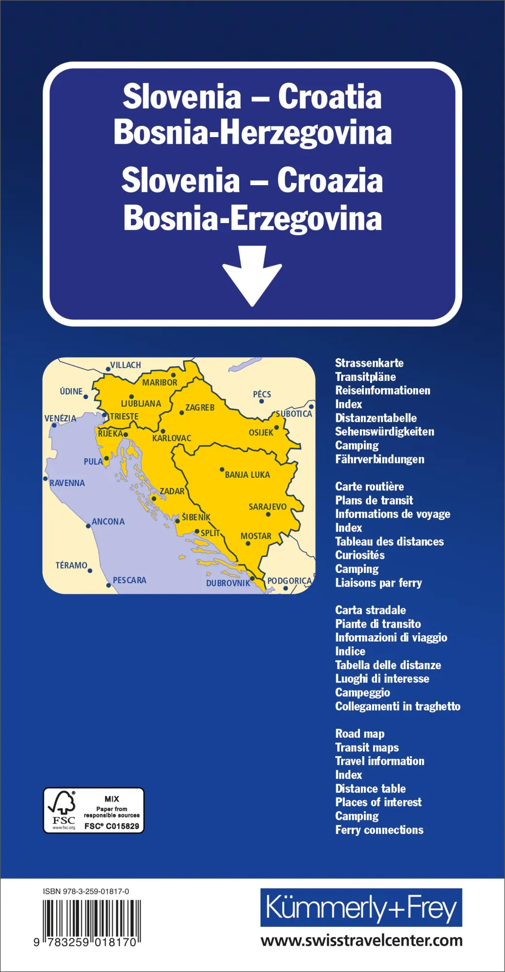 Rückseite: 9783259018170 | Kümmerly+Frey Strassenkarte Slowenien, Kroatien,...