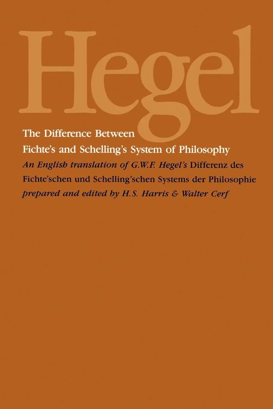 Cover: 9780887068270 | The Difference Between Fichte's and Schelling's System of Philosophy