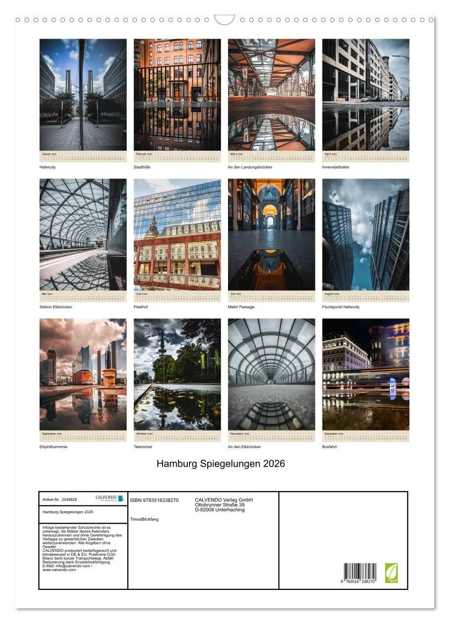 Bild: 9783516338270 | Hamburg Spiegelungen 2026 (Wandkalender 2026 DIN A2 hoch), CALVENDO...